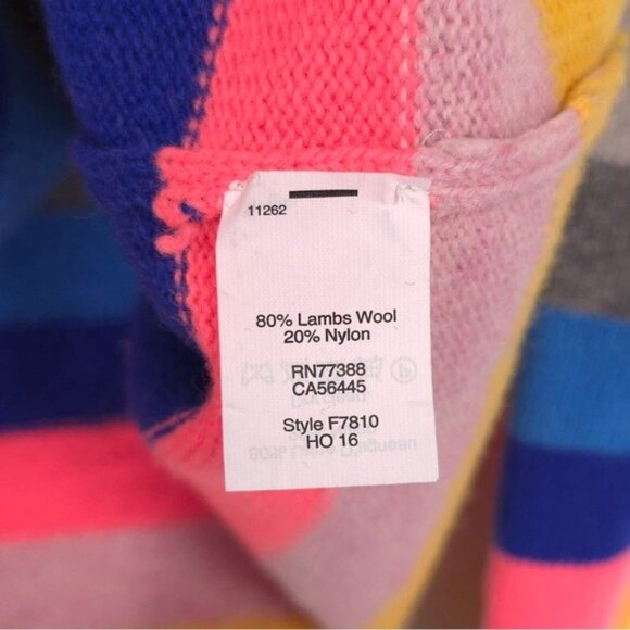 J.CREW‎ Teddie LAMBS WOOL Blend Striped Multi Pullover Sweater LARGE Women F7810 - Picture 10 of 11
